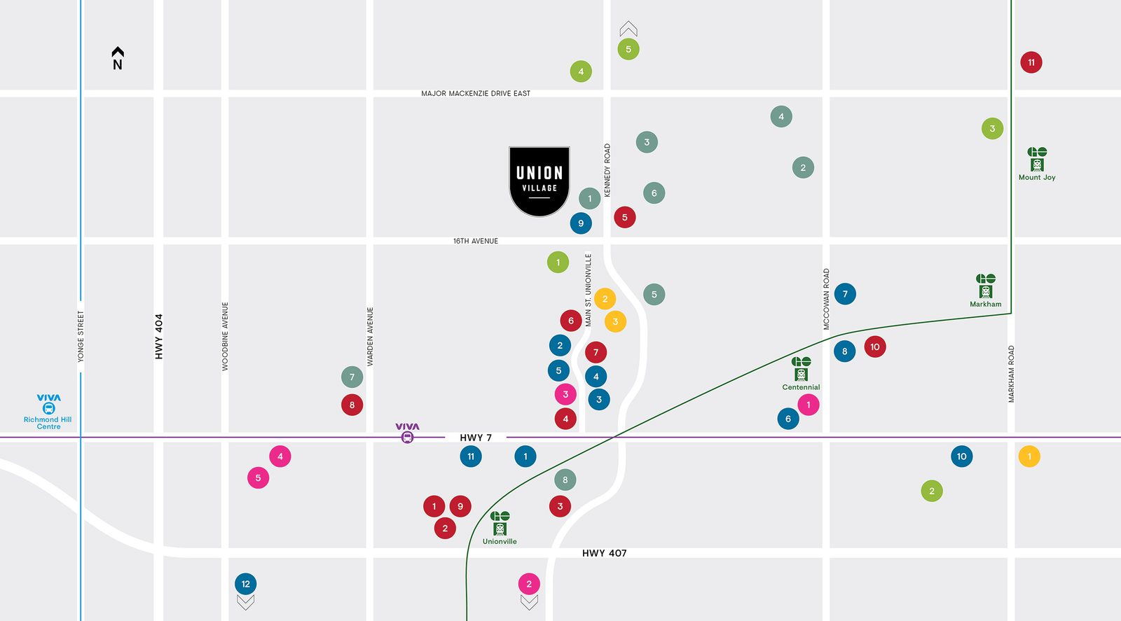 Neighbourhood map around Union Village in Unionville, Markham