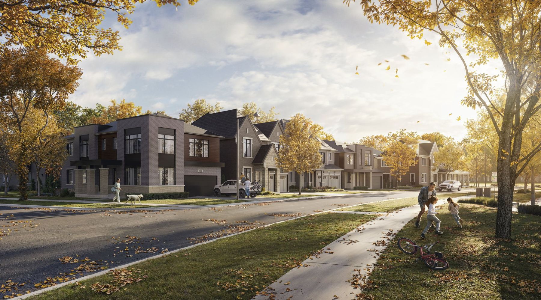 Autumn trail and homes rendering