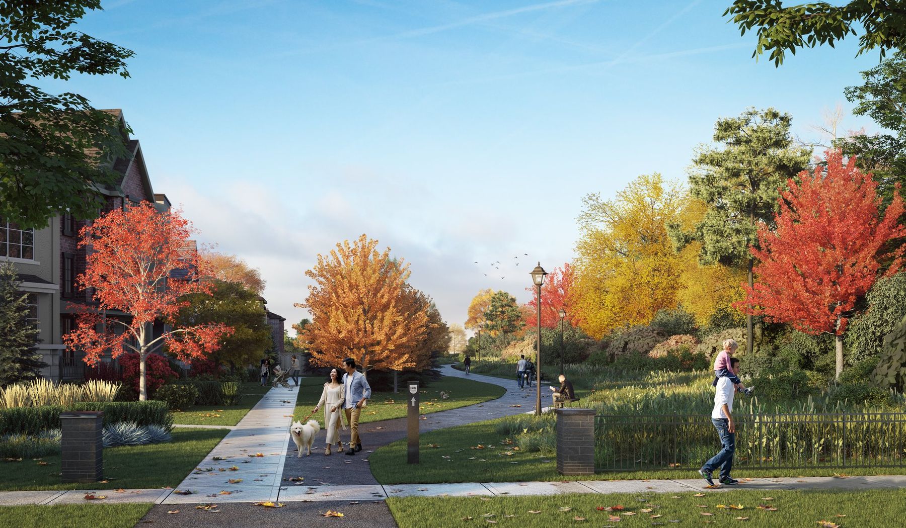 Trailhead in fall rendering