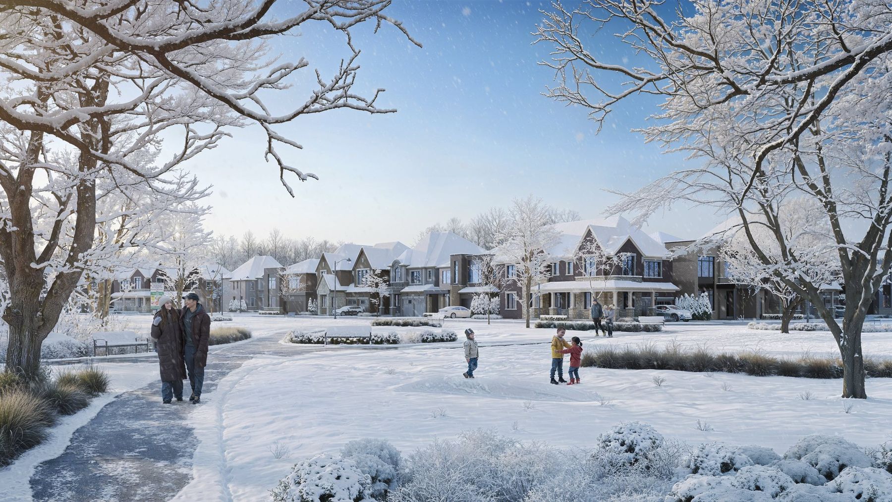 Winter streetscape rendering